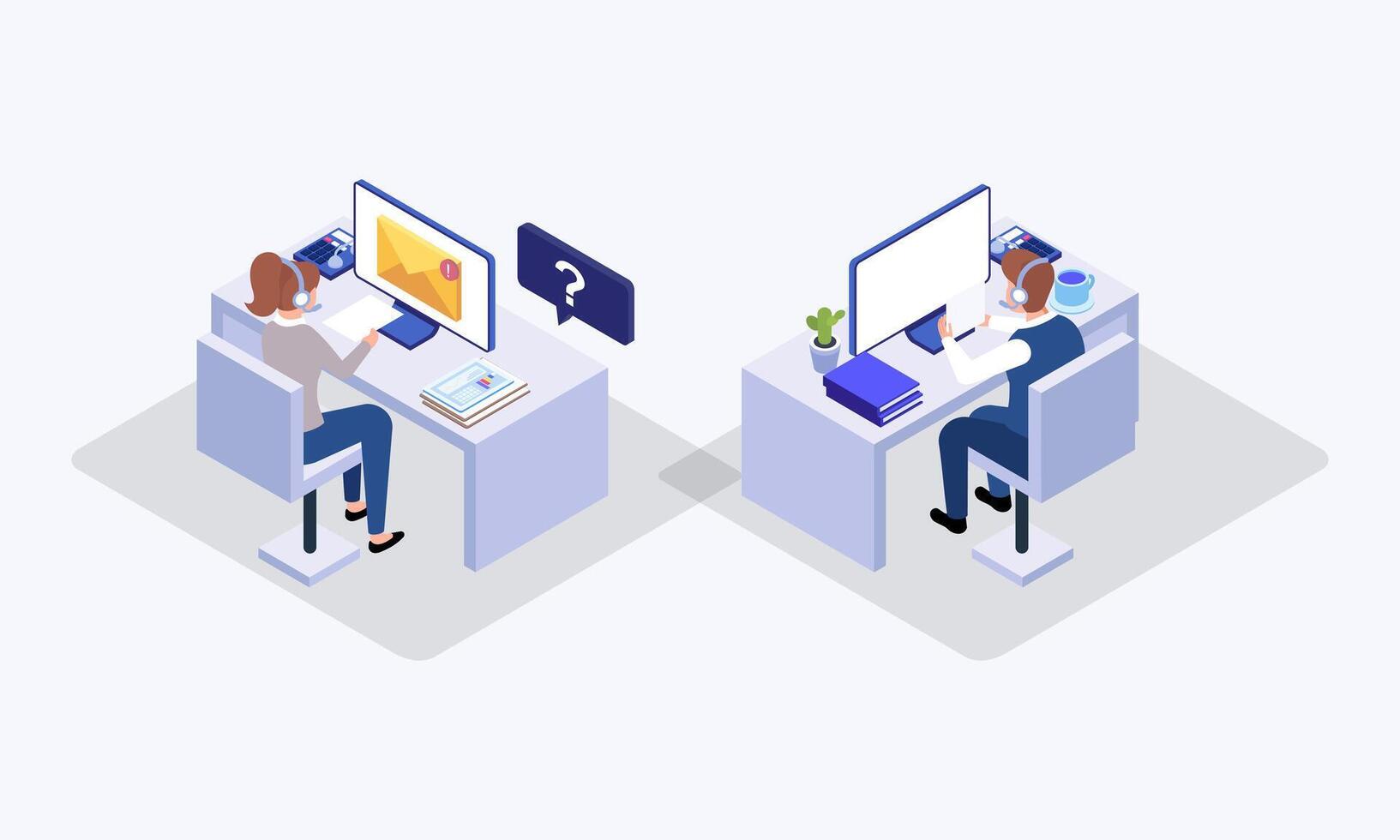 Call center isometric illustration vector