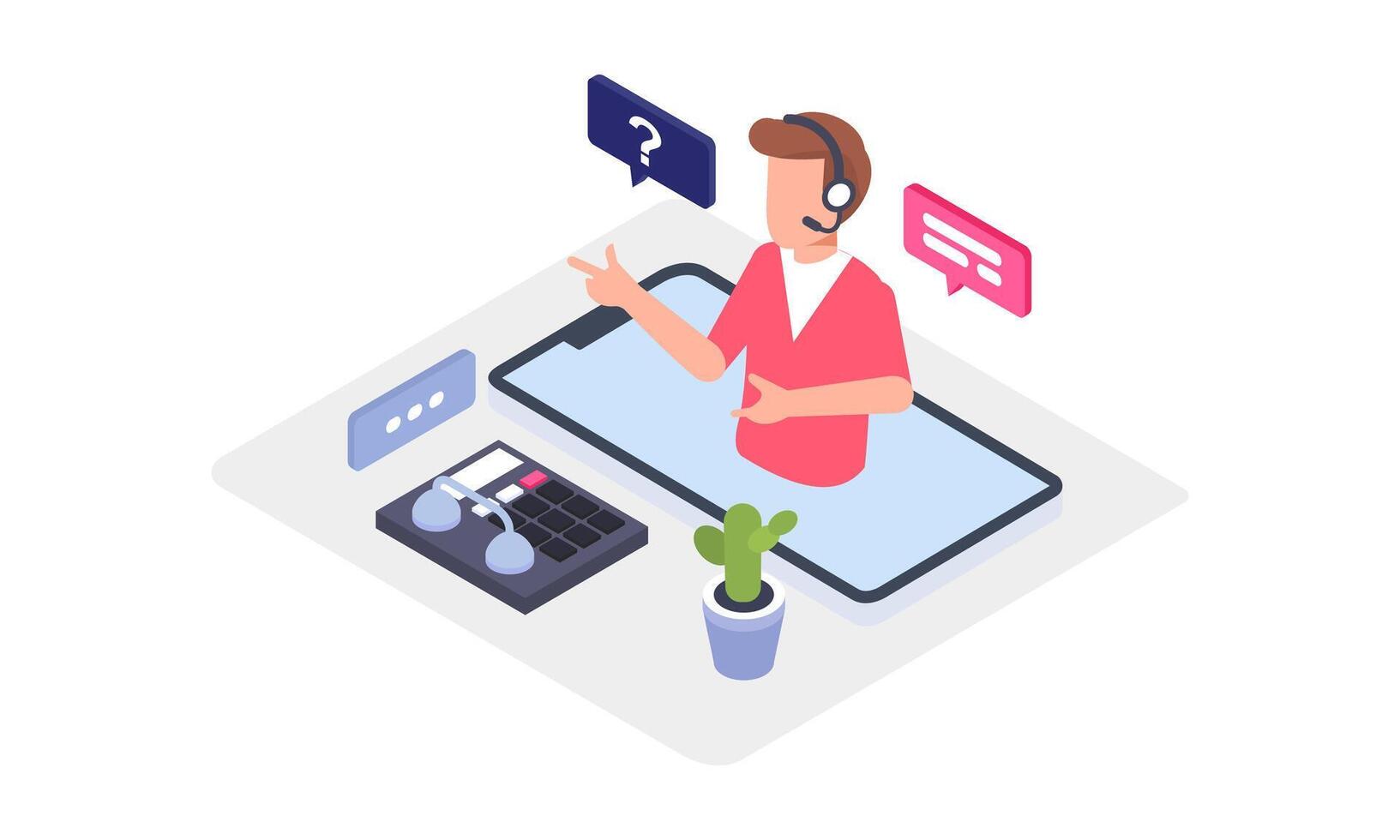 Call center isometric illustration vector