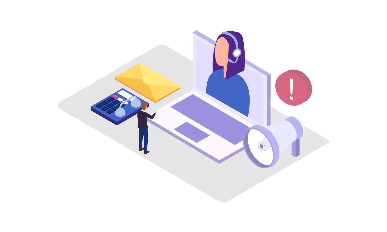 Call center isometric illustration vector