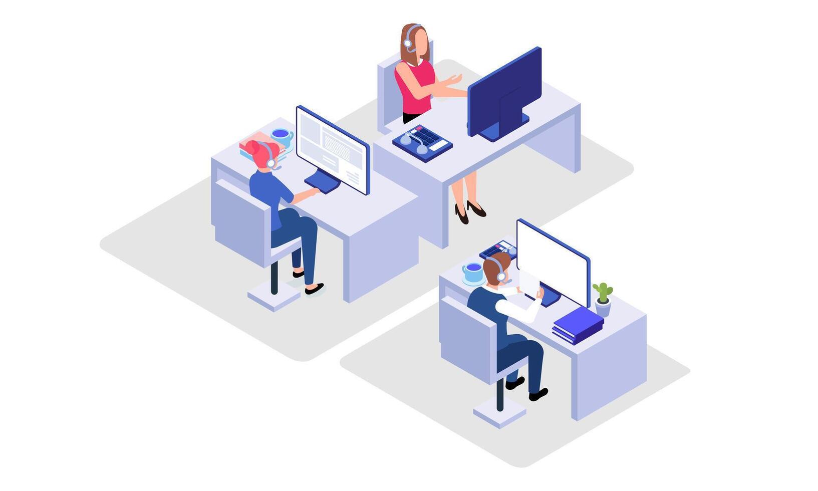 Call center isometric illustration vector
