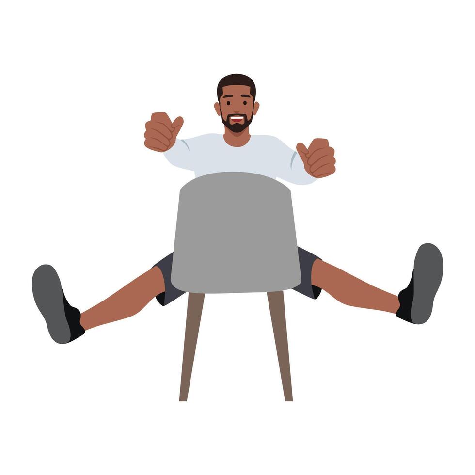 Young Smiling Man Sitting on Office Chair. vector