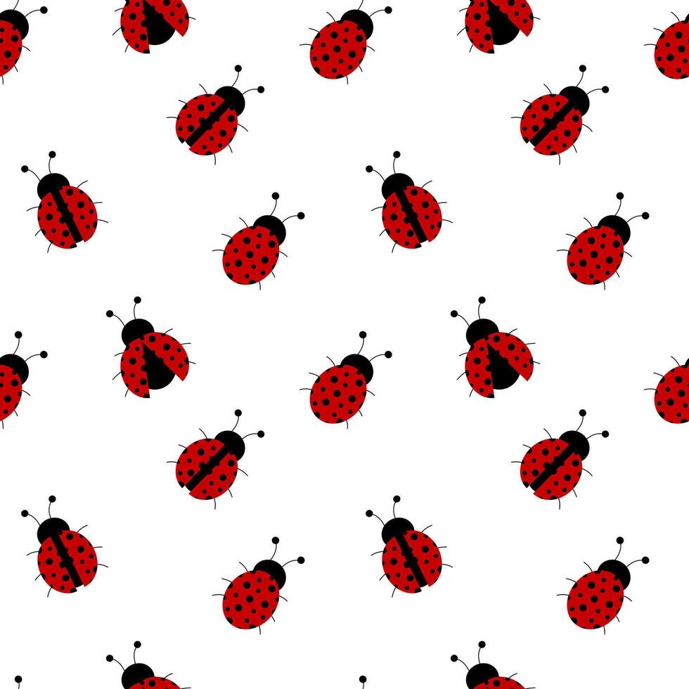 Seamless pattern of ladybugs on a white background. illustration vector