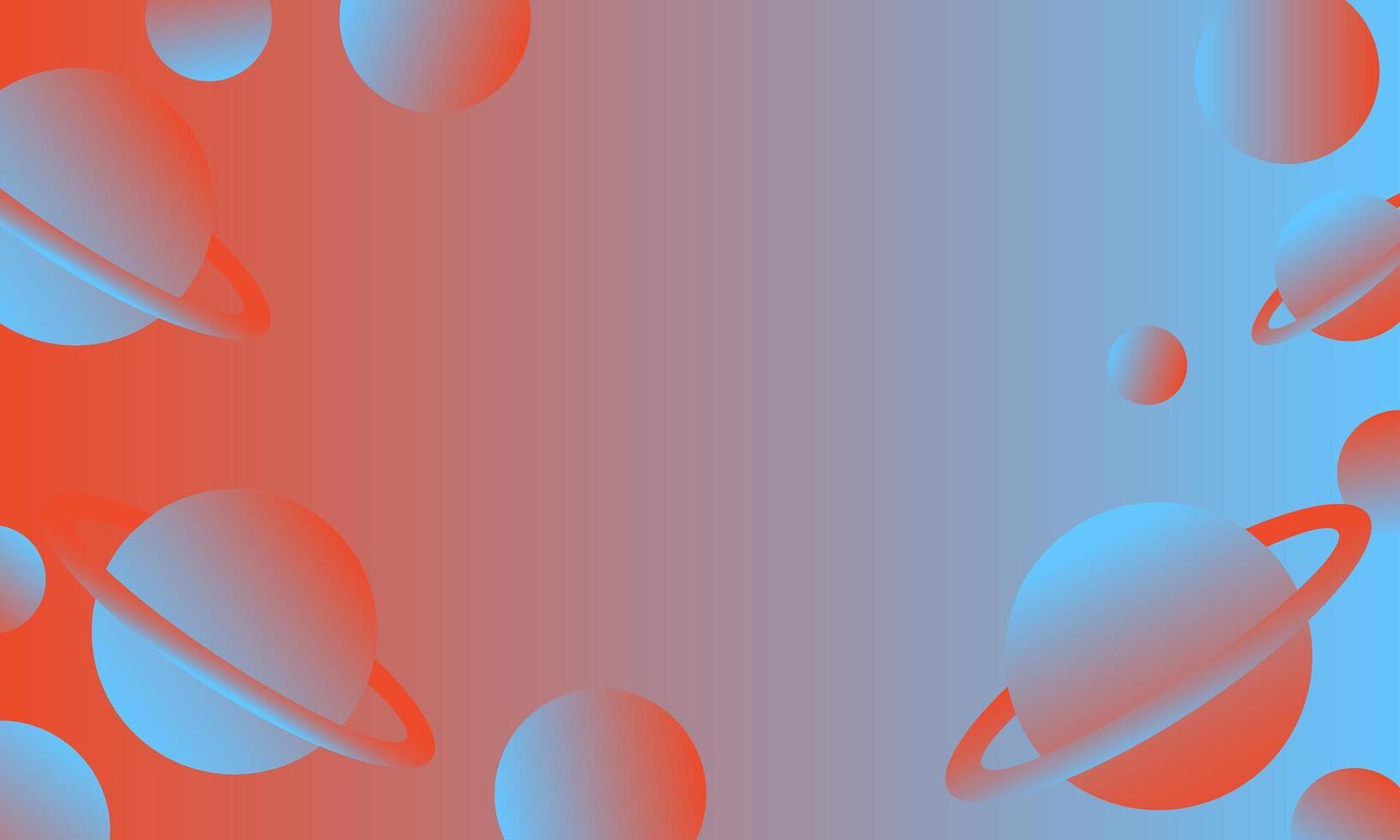 abstract background with planets and space in blue and orange colors vector