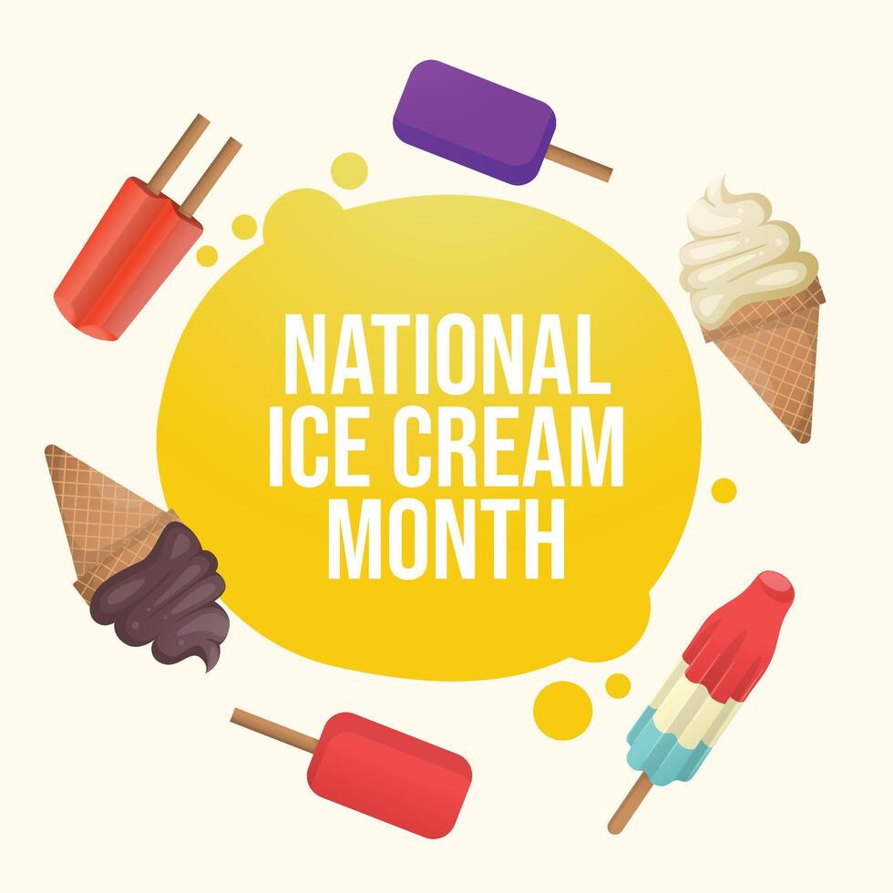 National Ice Cream Month design template good for celebration usage. Ice cream illustration. eps 10. flat design. vector