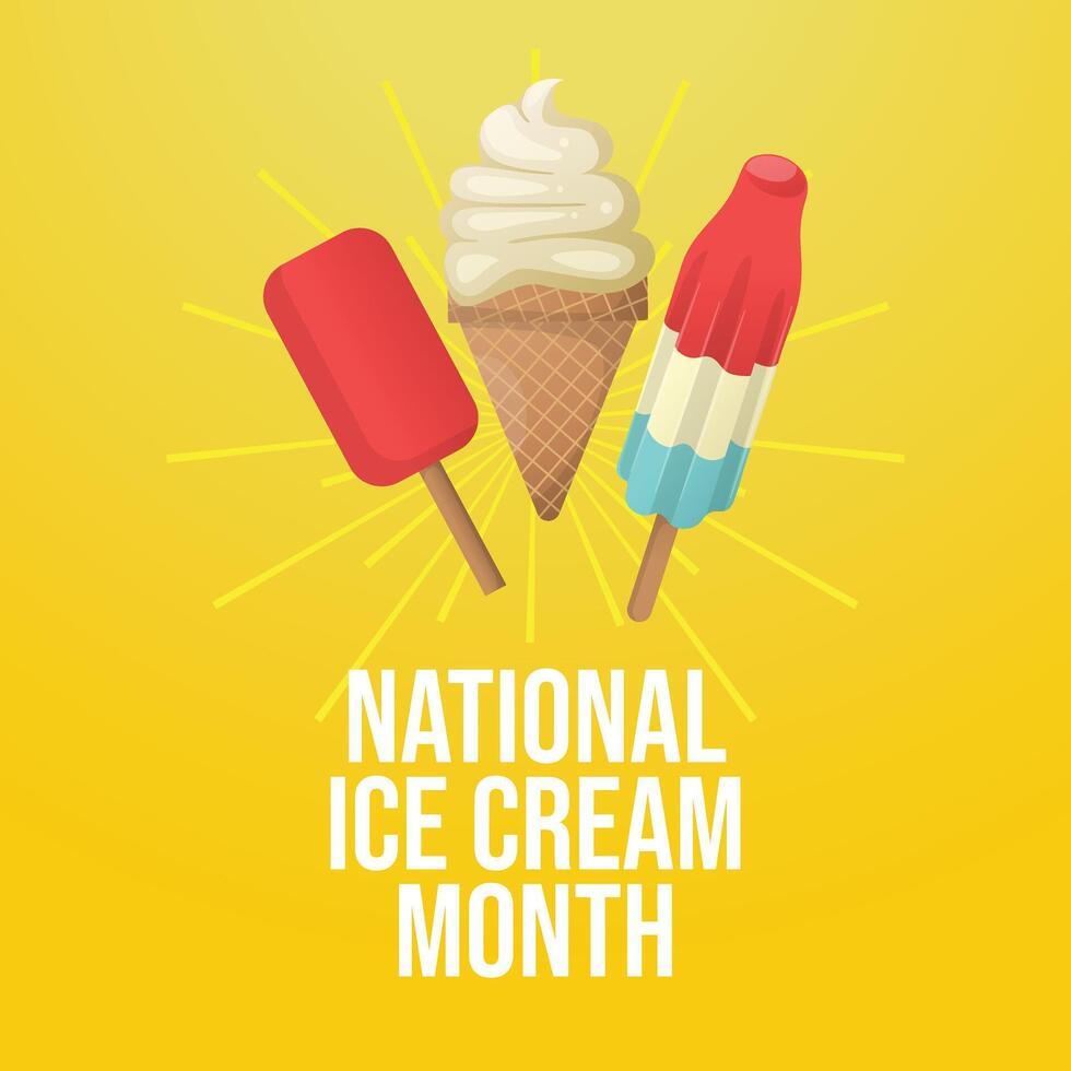 National Ice Cream Month design template good for celebration usage. Ice cream illustration. eps 10. flat design. vector