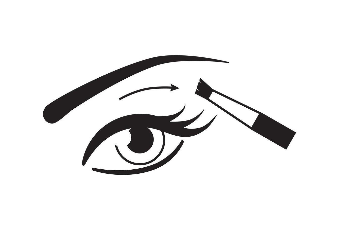 Female eye and make up brush icon. Eyeshadow applying simple scheme vector