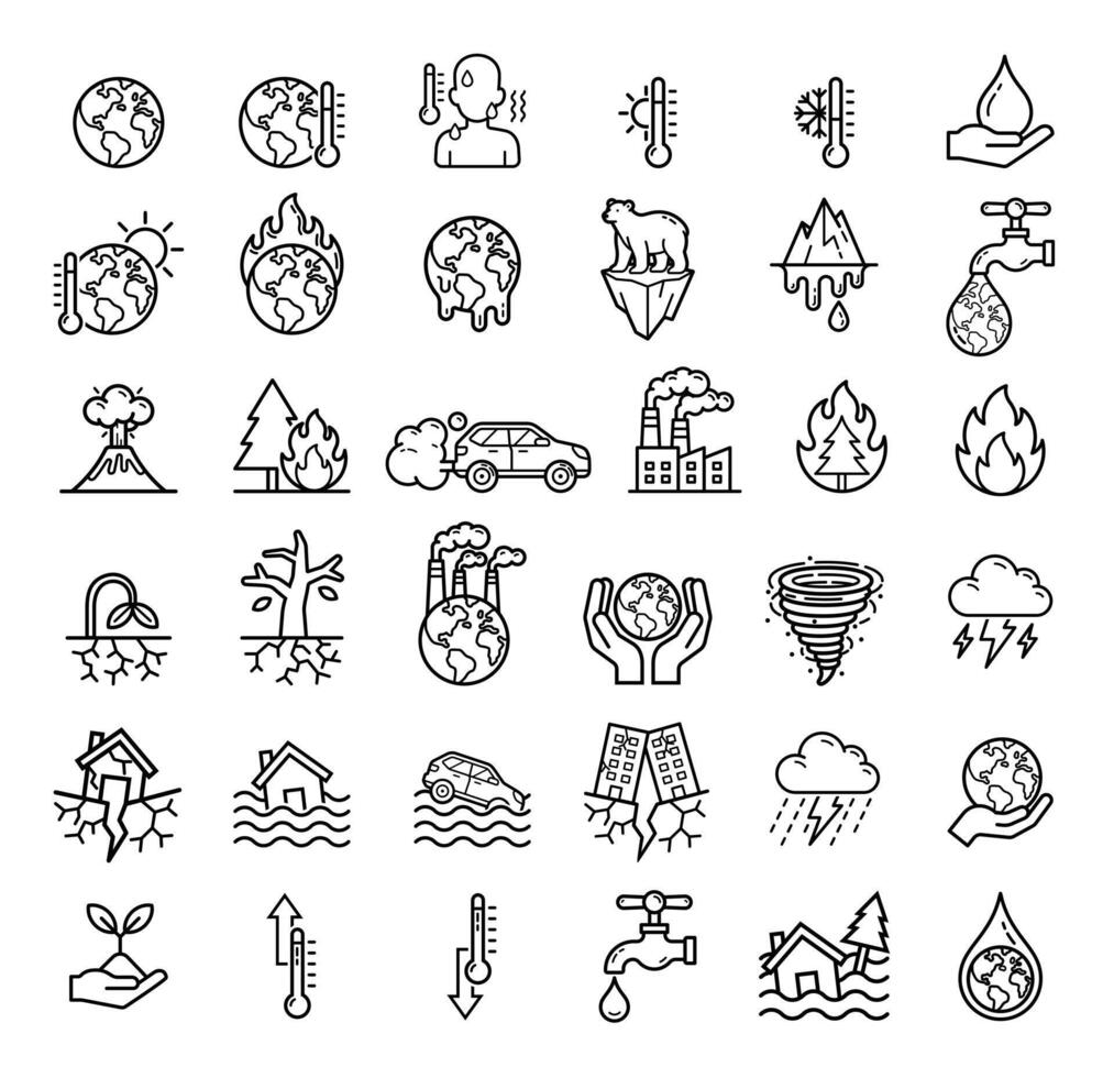 global warming line symbol icon vector