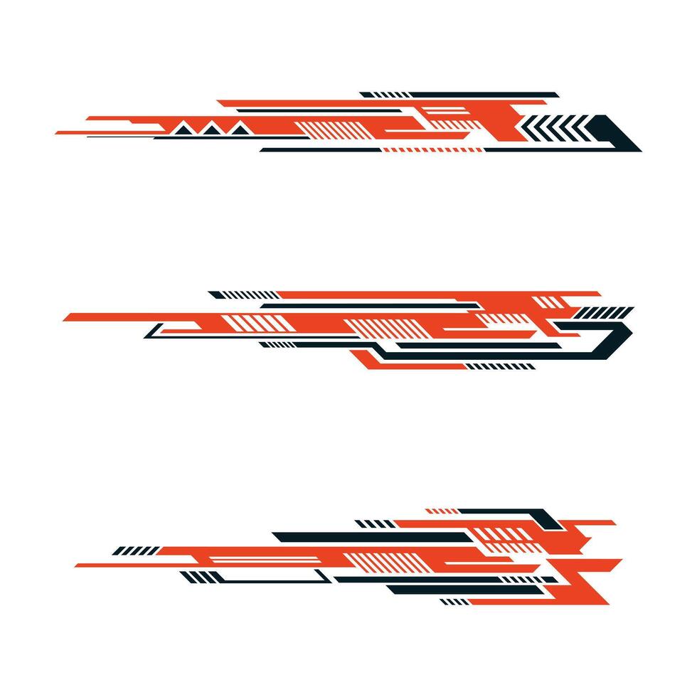 Collection of racing style vehicle body stickers abstract geometric stripes vector
