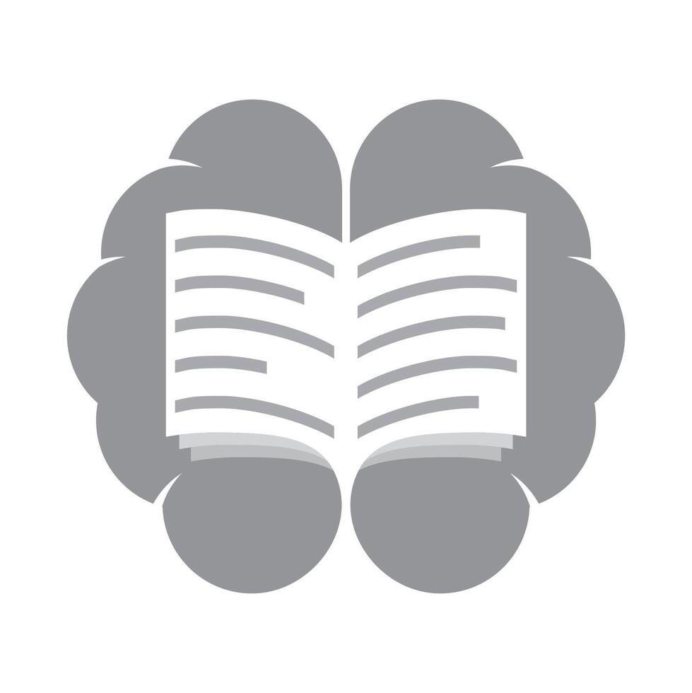 Brain book logo design vector
