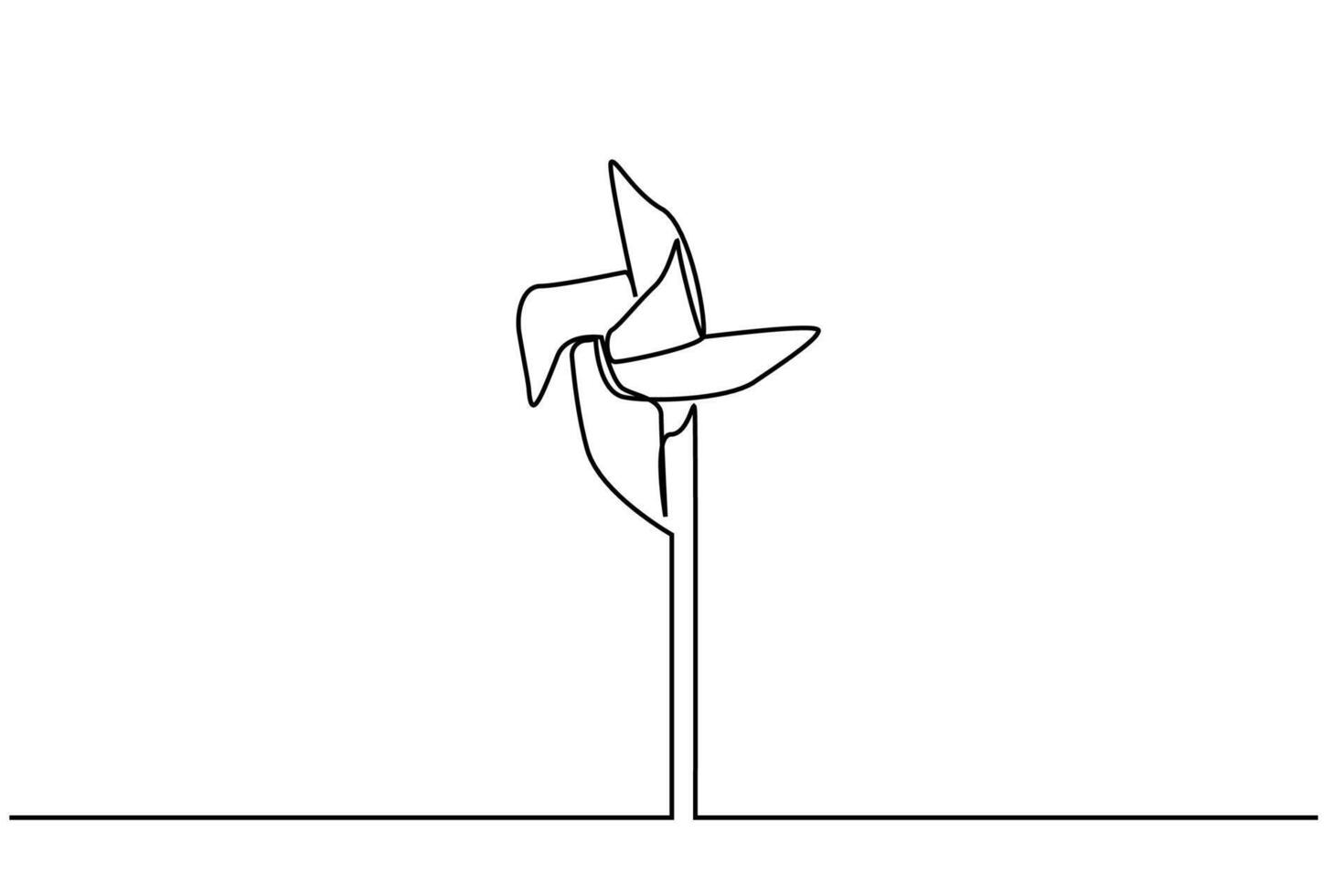 paper toy windmill line art vector