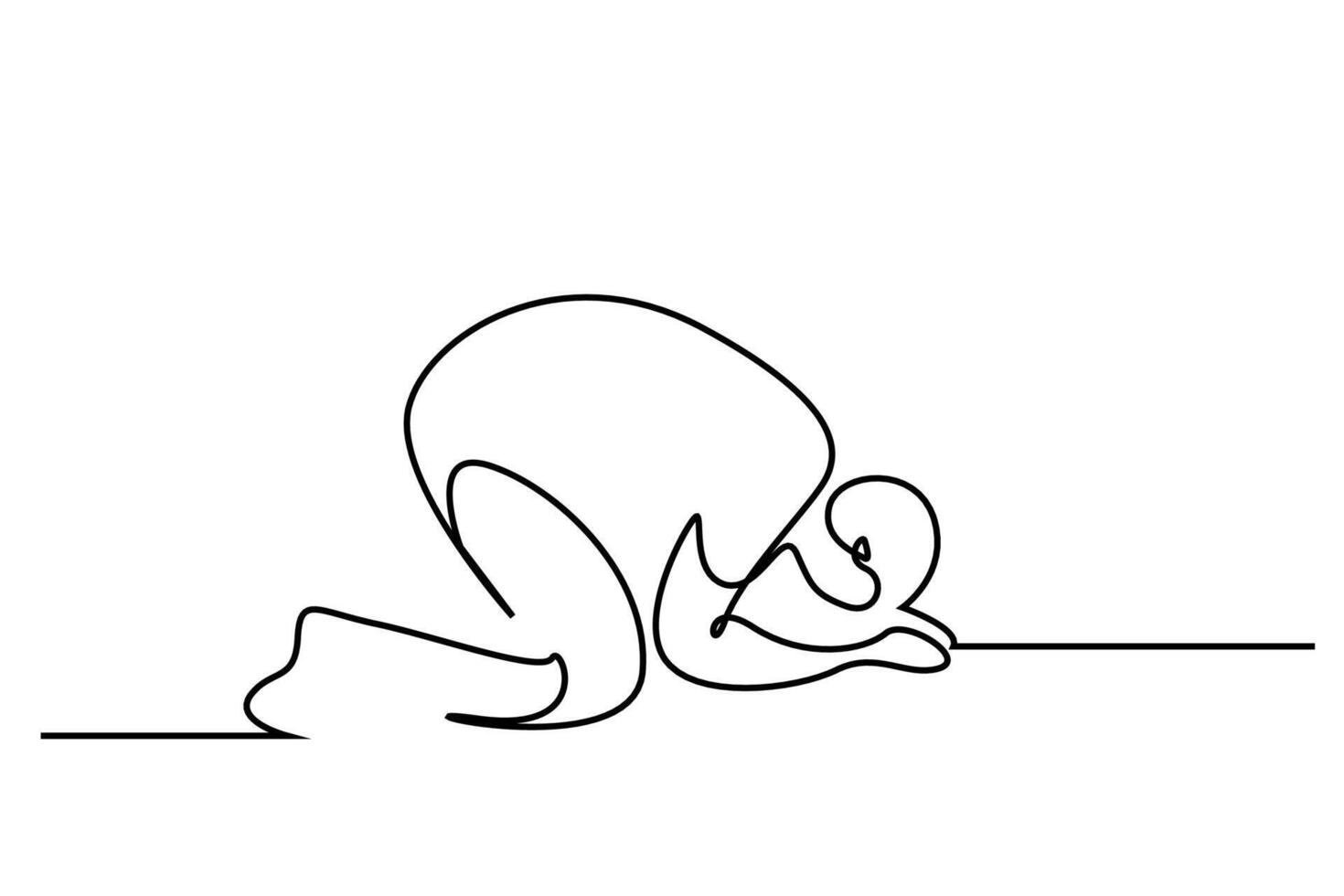 man muslim person praying line art vector