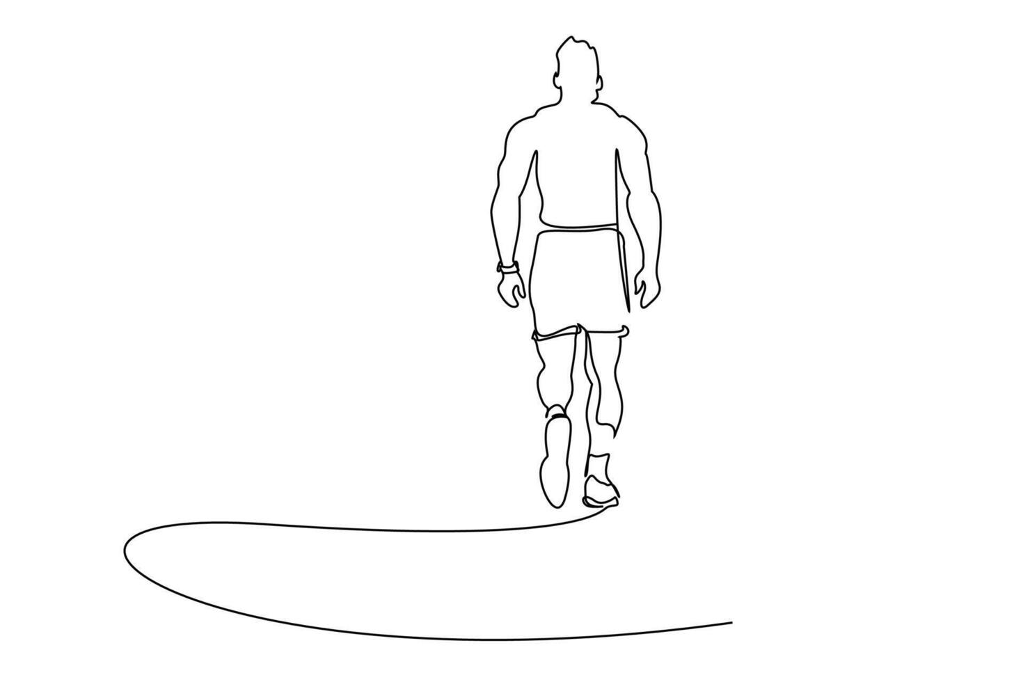 muscular athlete man walking outside running lifestyle active activity line art vector