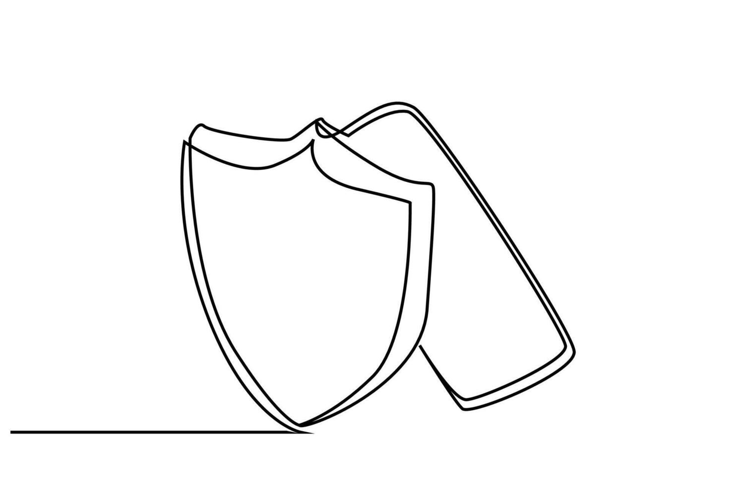 mobile smartphone security shield technology line art vector