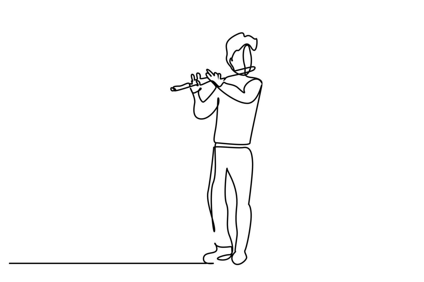 man playing flute ney musical instrument line art vector