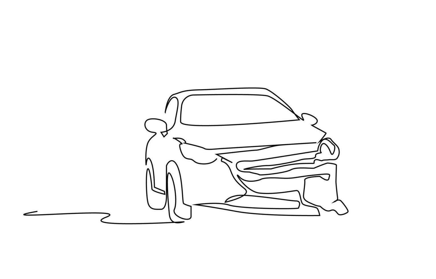 car vehicle road accident effect result line drawing vector