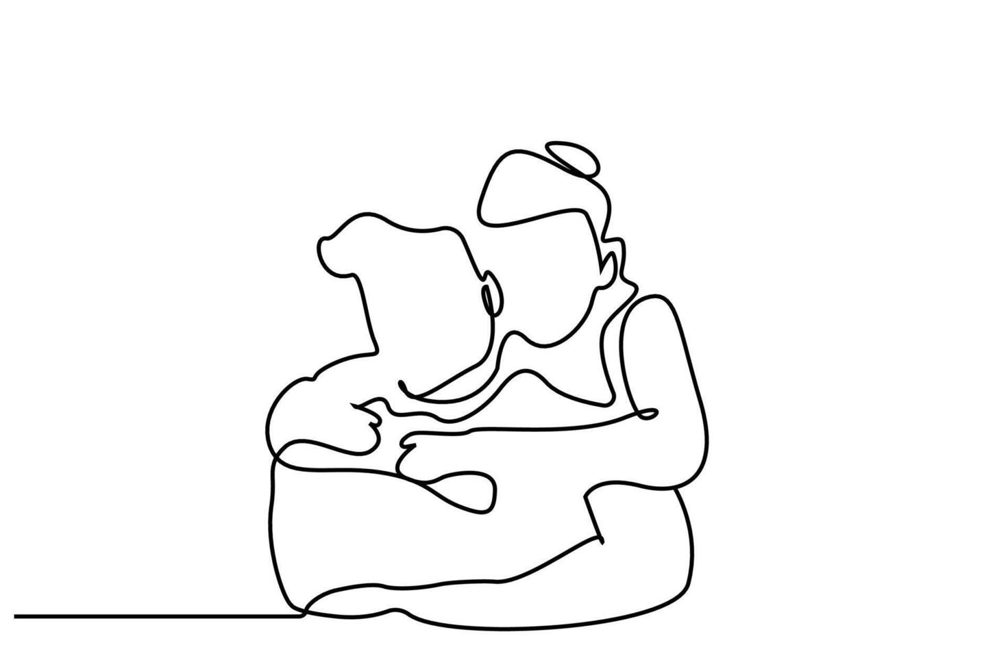 mature old couple in love hugging rejoicing laughing happy moments line art vector