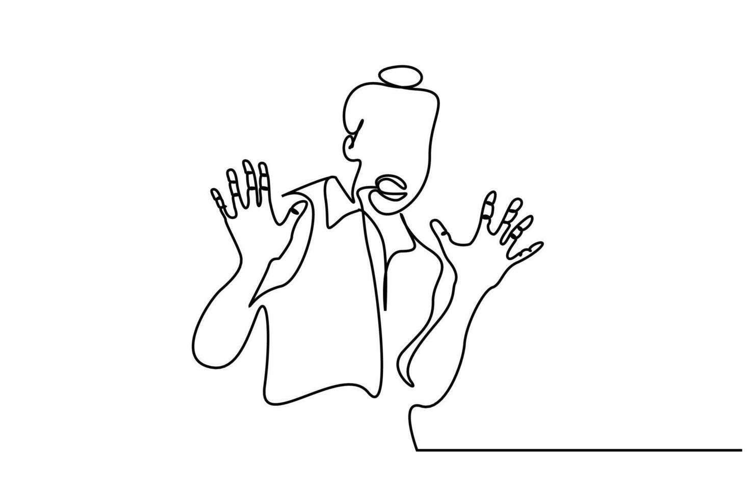 angry shouting woman stop sign line art vector
