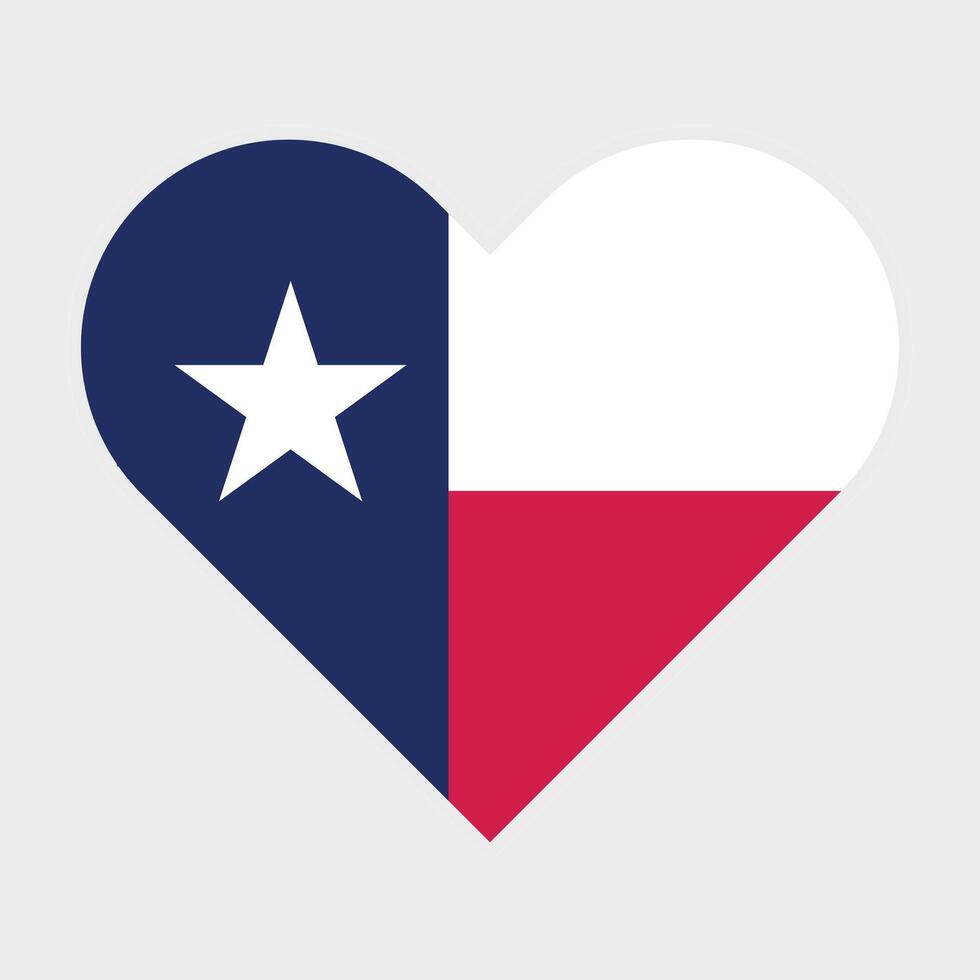 Texas State Flag illustration. Texas Flag. Texas State Heart Flag. vector