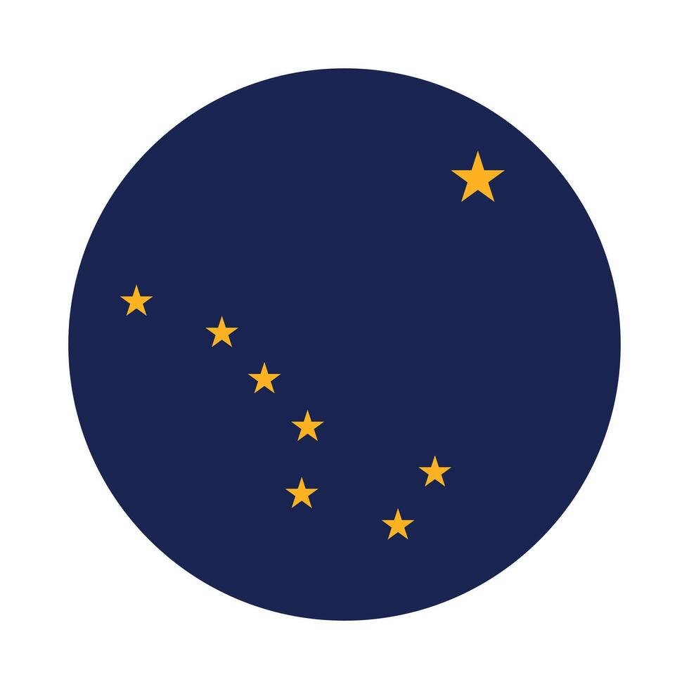 Alaska State Flag illustration. Alaska Flag. Alaska State Round Flag. vector