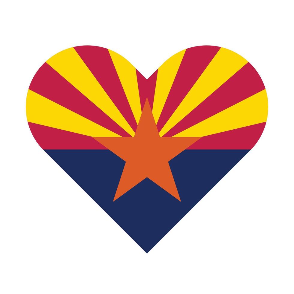 Arizona State Flag illustration. Arizona Flag. Arizona State Heart Flag. vector