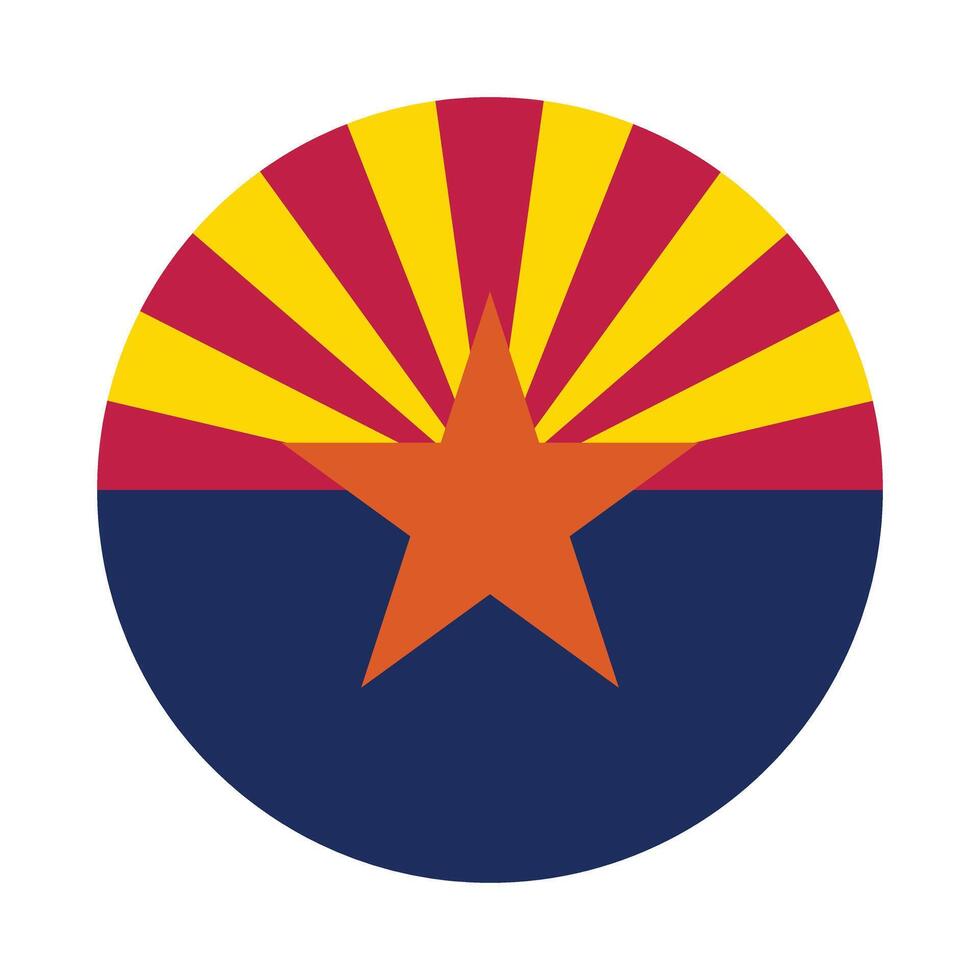 Arizona State Flag illustration. Arizona Flag. Arizona State Round Flag. vector