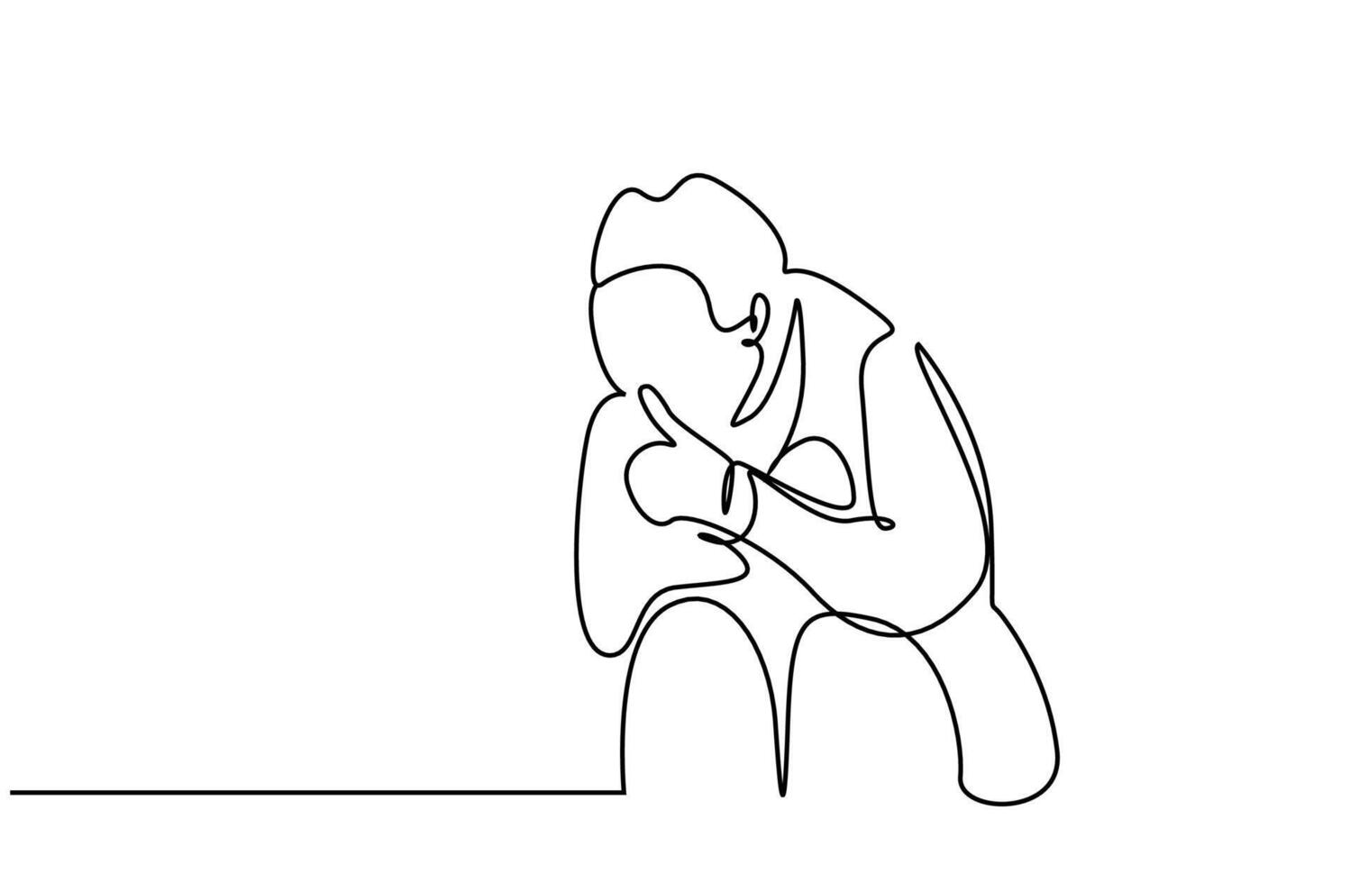 person man making quiet sign line art vector