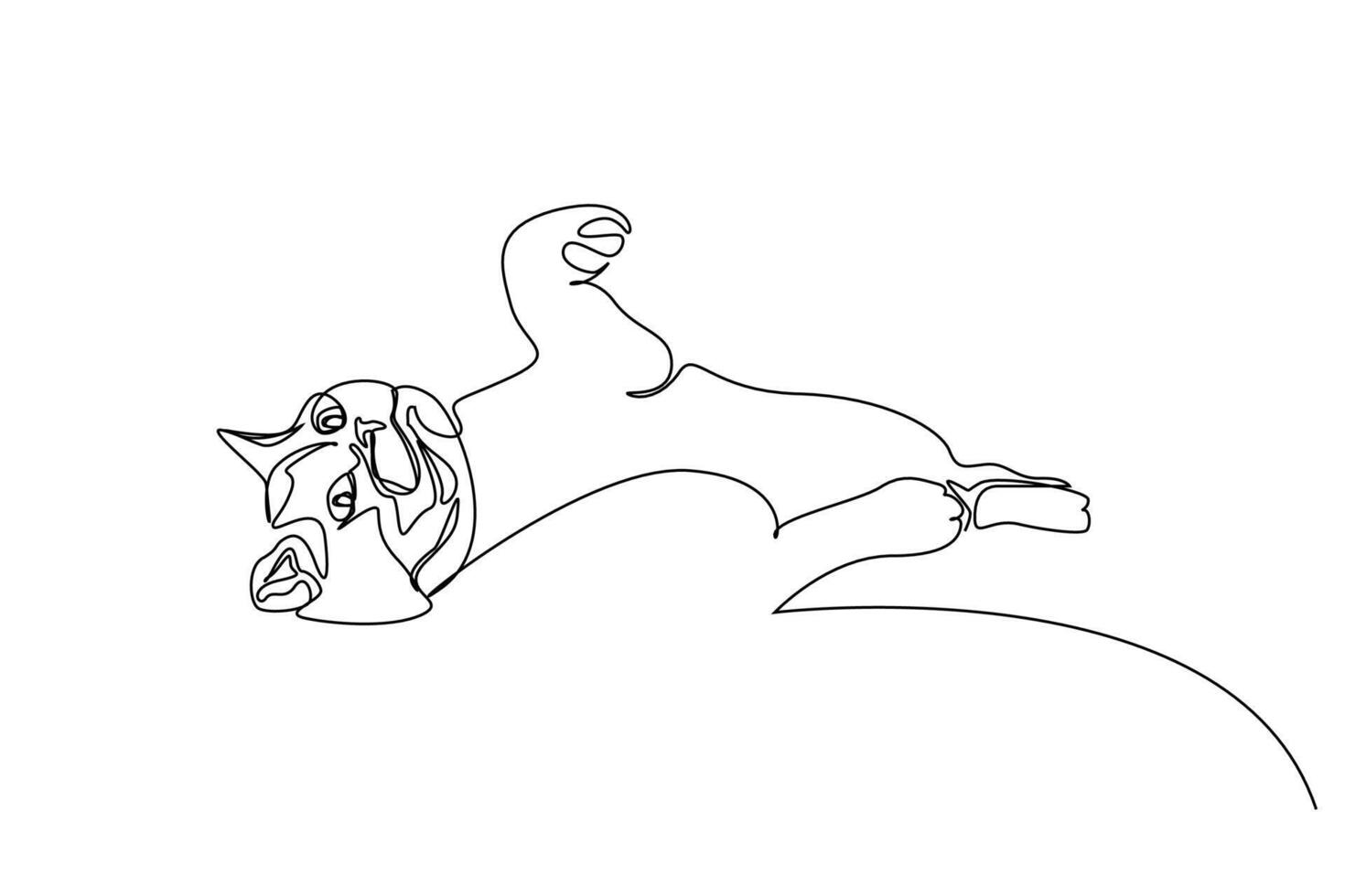 cat cute fun happy calm head minimalist line art vector