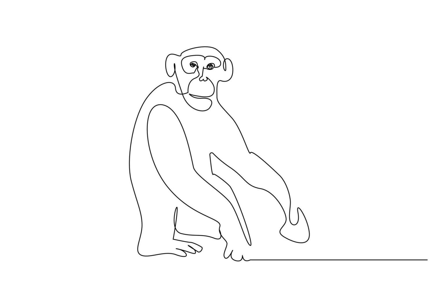 monkey animal looking wildlife line art vector