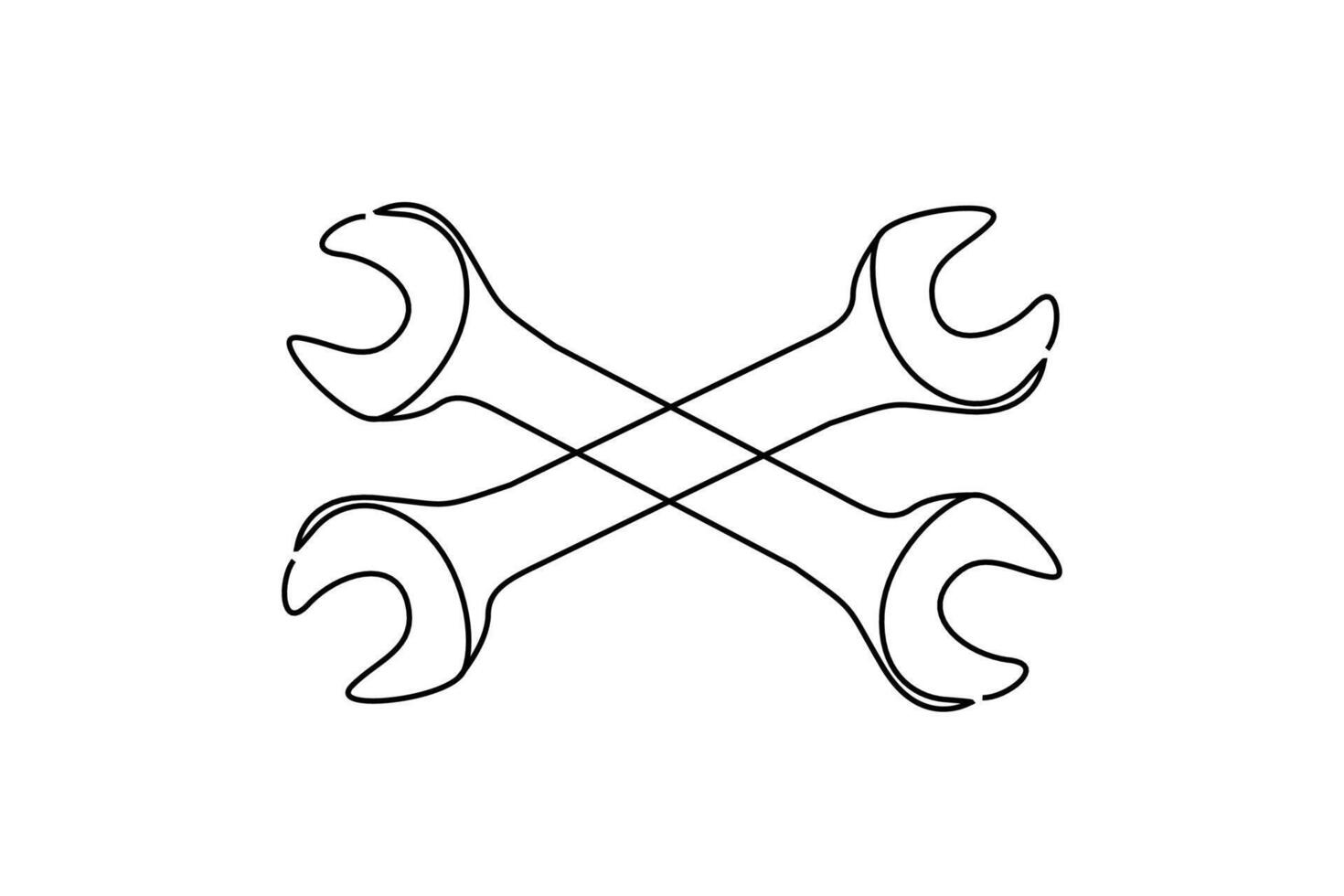 wrench industry work object line art vector
