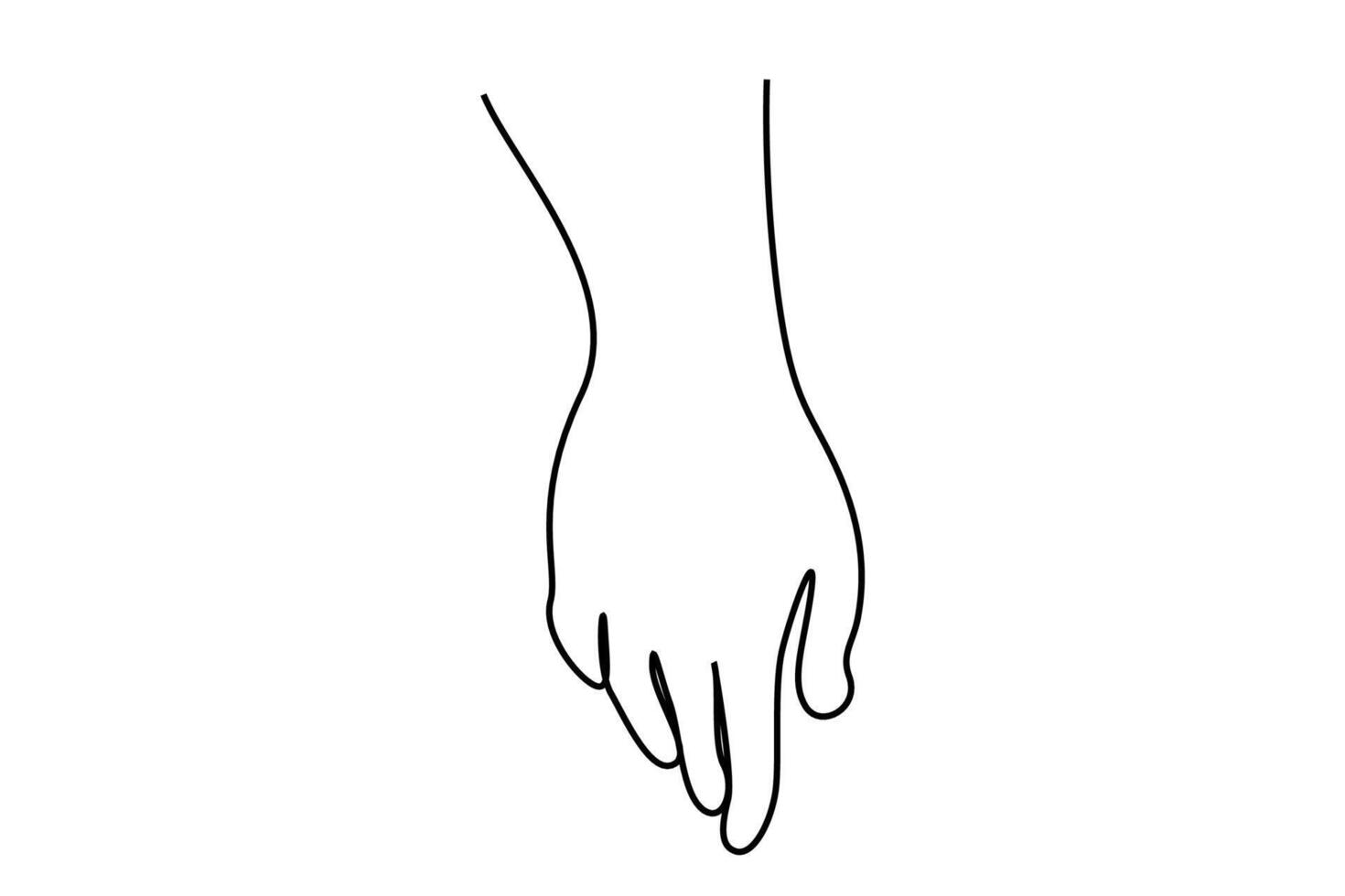 human hand fingers touching choosing line art vector