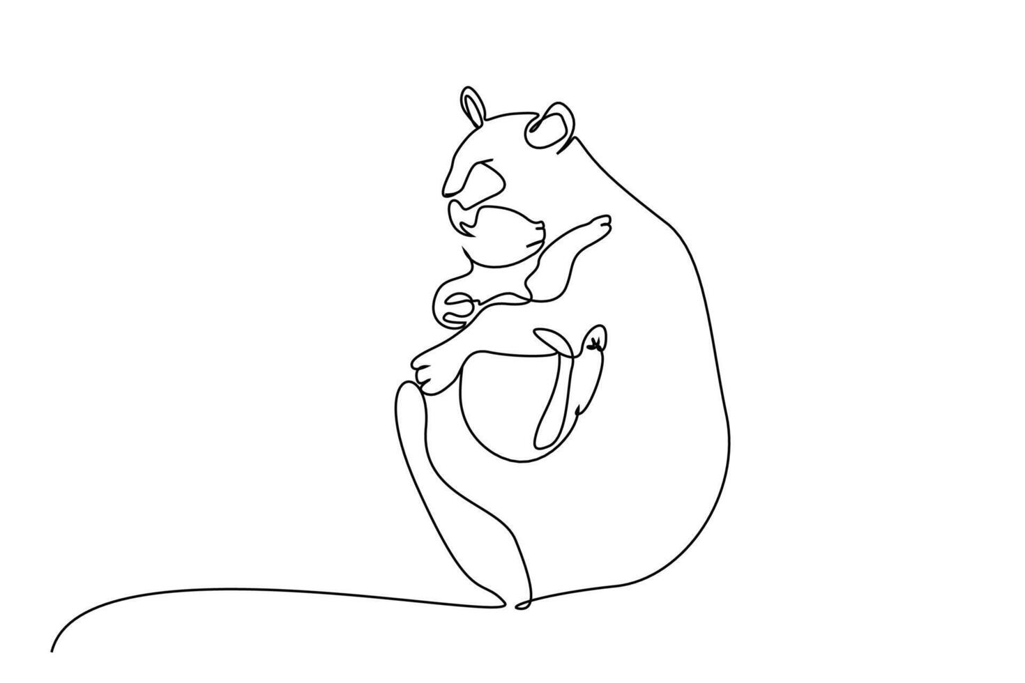 lion cat mother little baby kitten hug happy positive line art vector