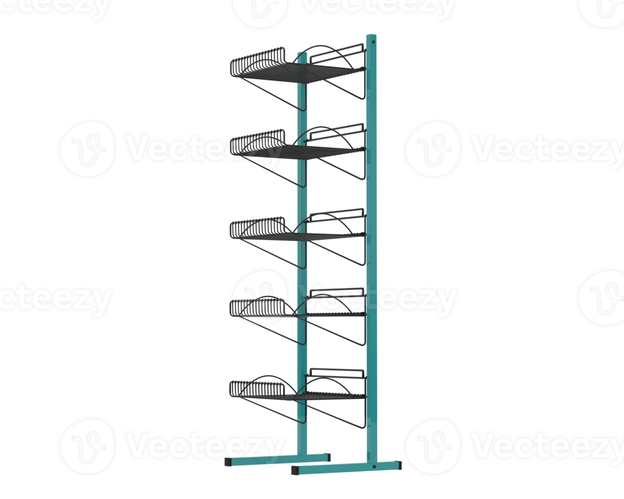 Slat rack display isolated on background. 3d rendering - illustration png