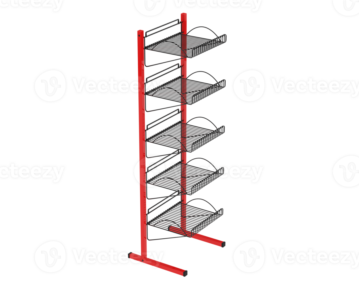 Slat rack display isolated on background. 3d rendering - illustration png