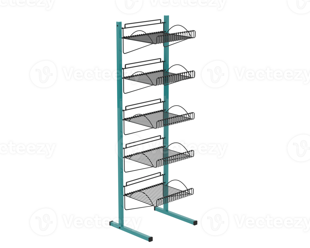 Slat rack display isolated on background. 3d rendering - illustration png