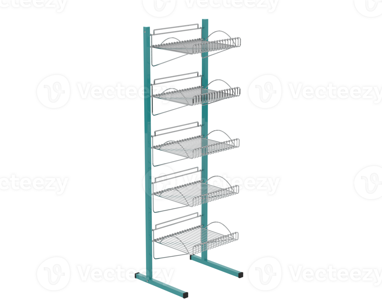 Slat rack display isolated on background. 3d rendering - illustration png
