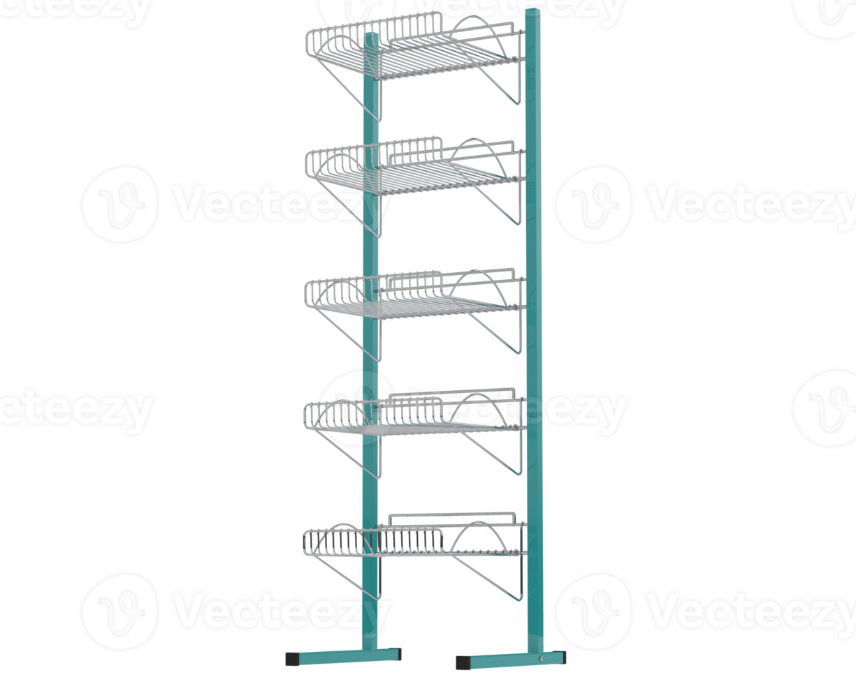 Slat rack display isolated on background. 3d rendering - illustration png