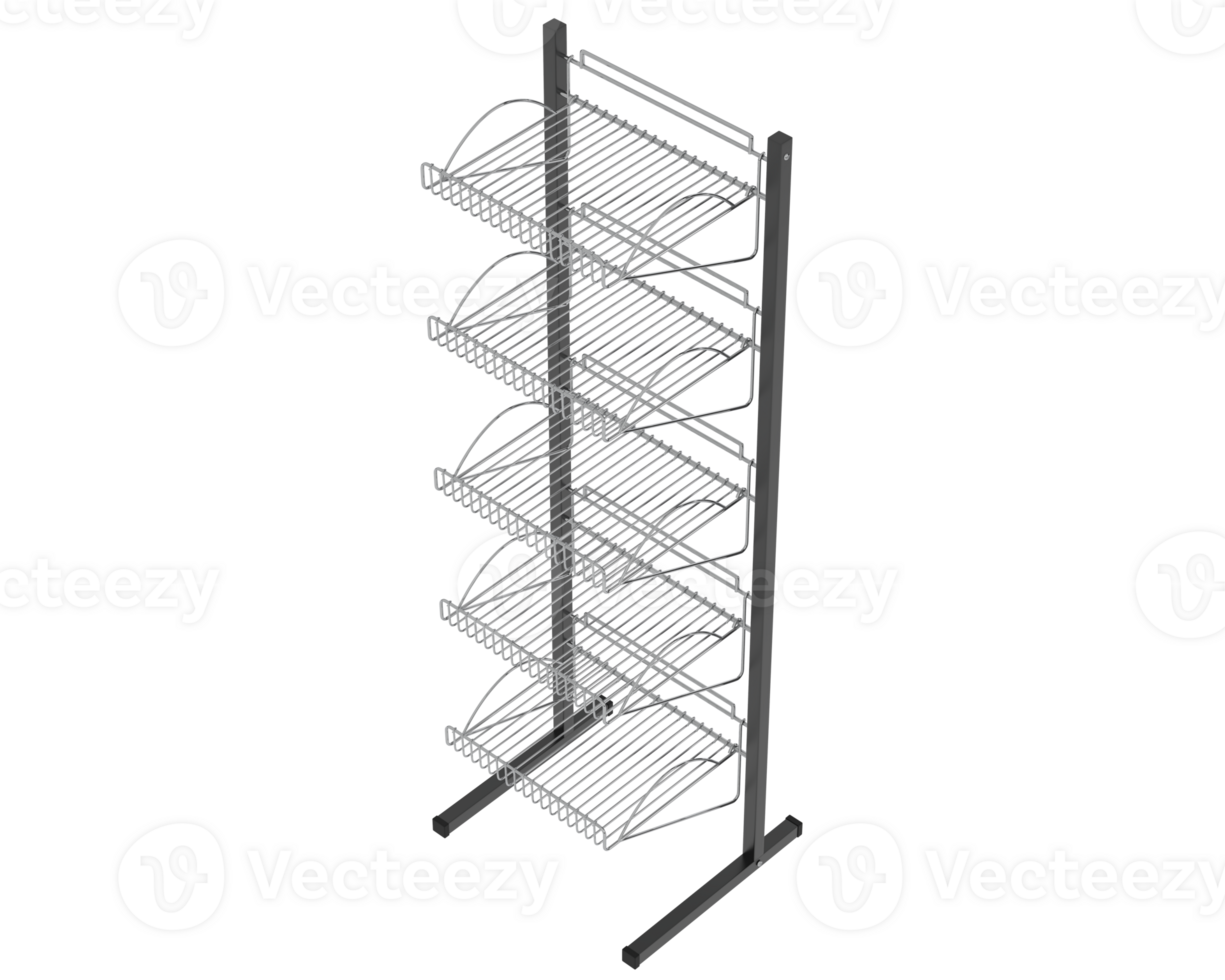 Slat rack display isolated on background. 3d rendering - illustration png