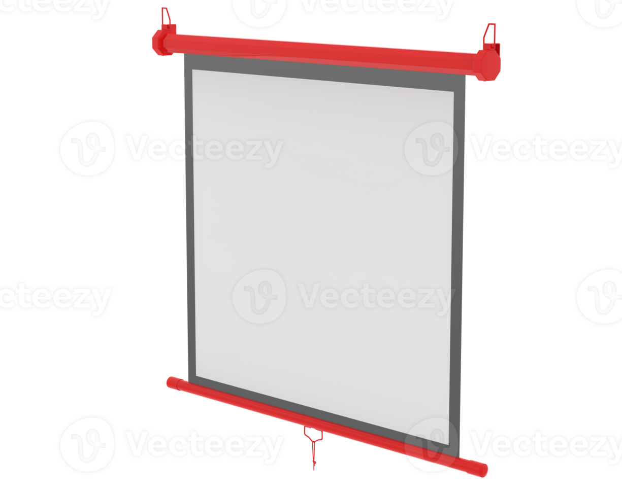 Screen projector wall isolated on background. 3d rendering - illustration png