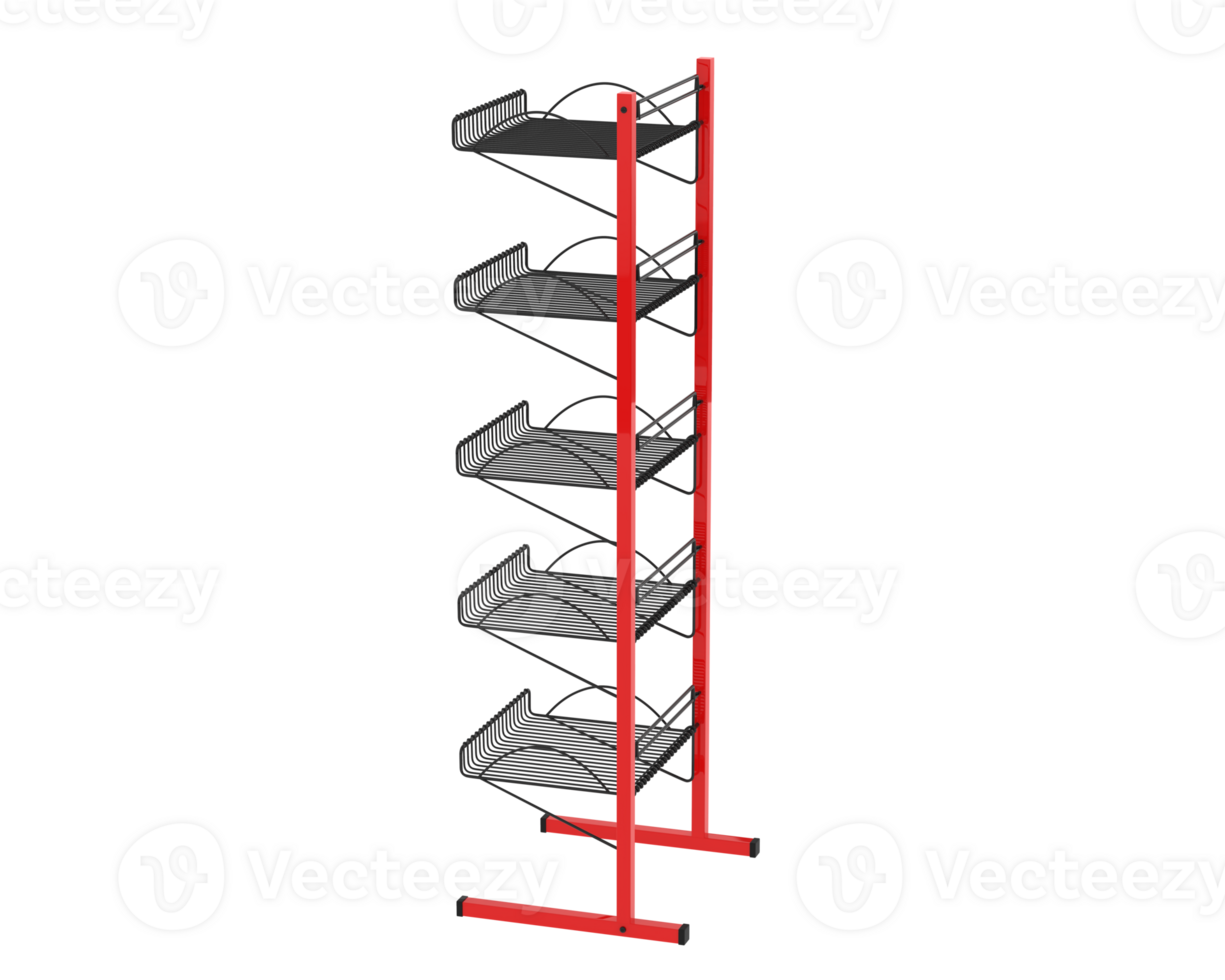 Slat rack display isolated on background. 3d rendering - illustration png