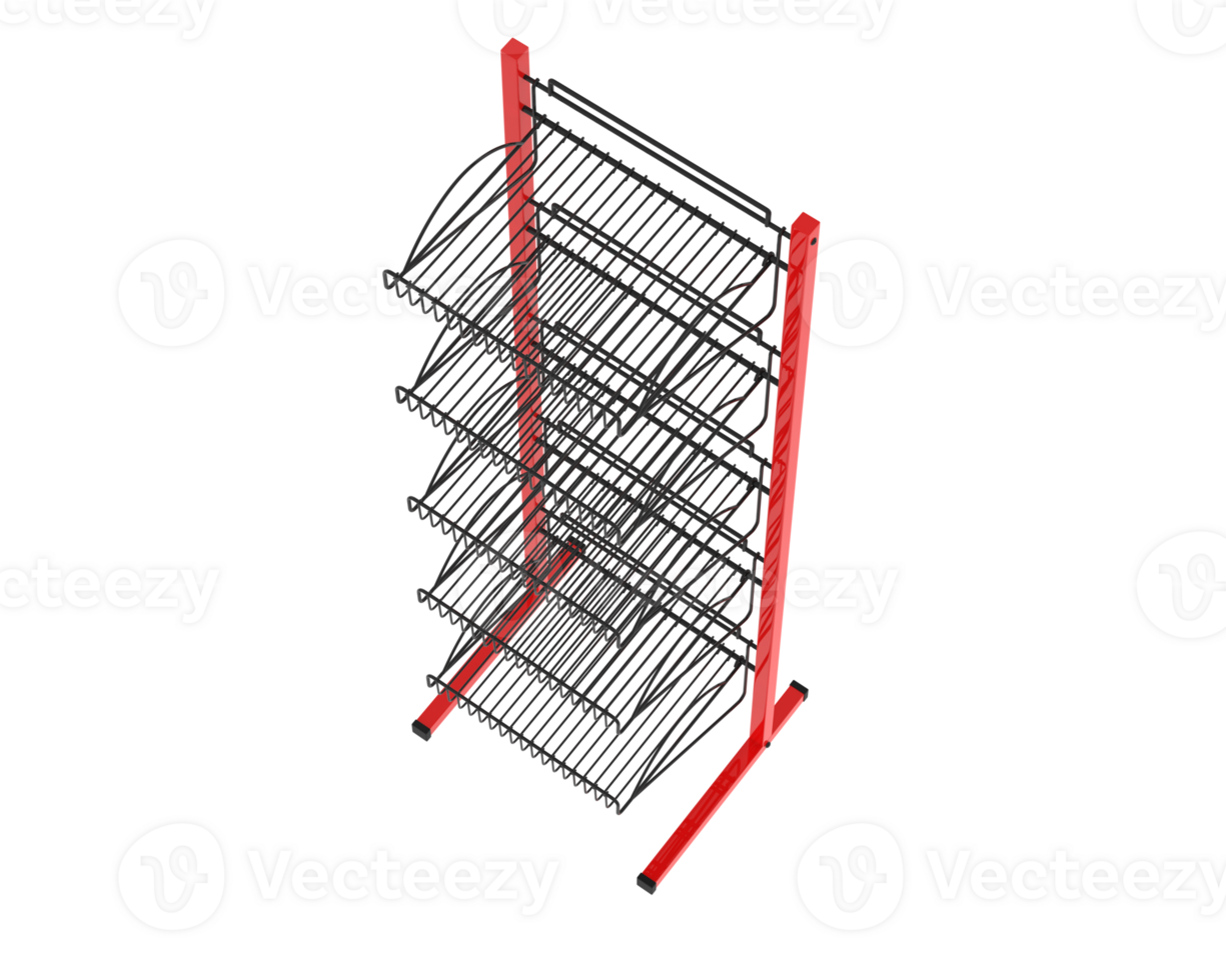 Slat rack display isolated on background. 3d rendering - illustration png