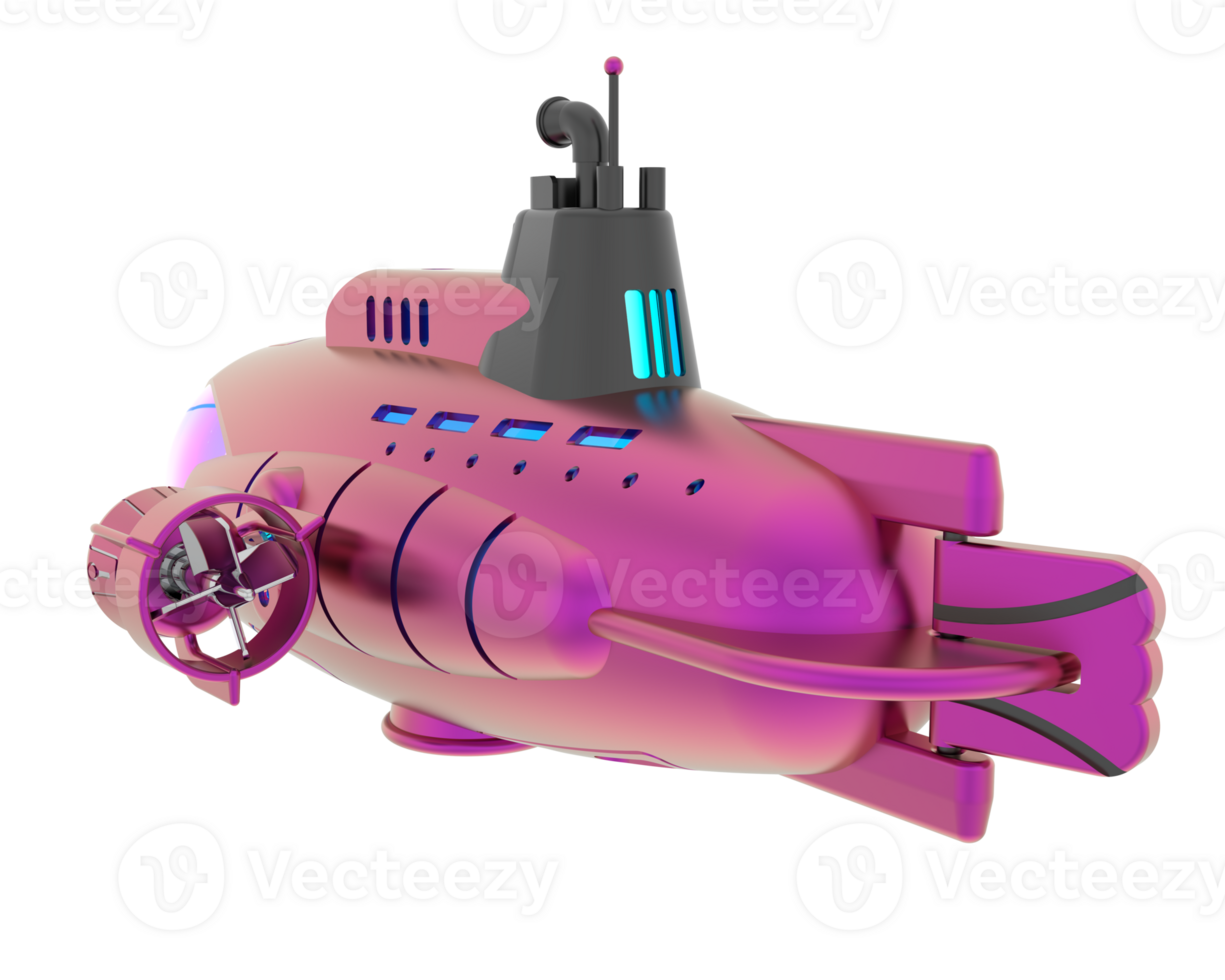 Submarine isolated on background. 3d rendering - illustration png