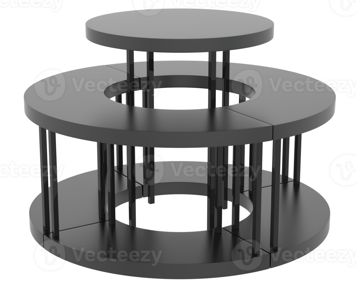 Round display table isolated on background. 3d rendering - illustration png