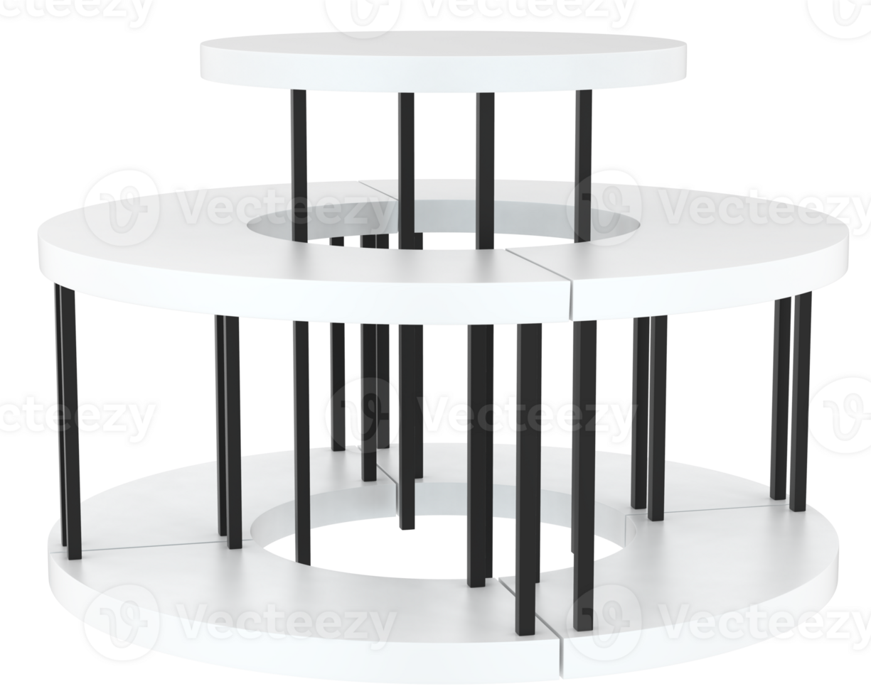 Round display table isolated on background. 3d rendering - illustration png