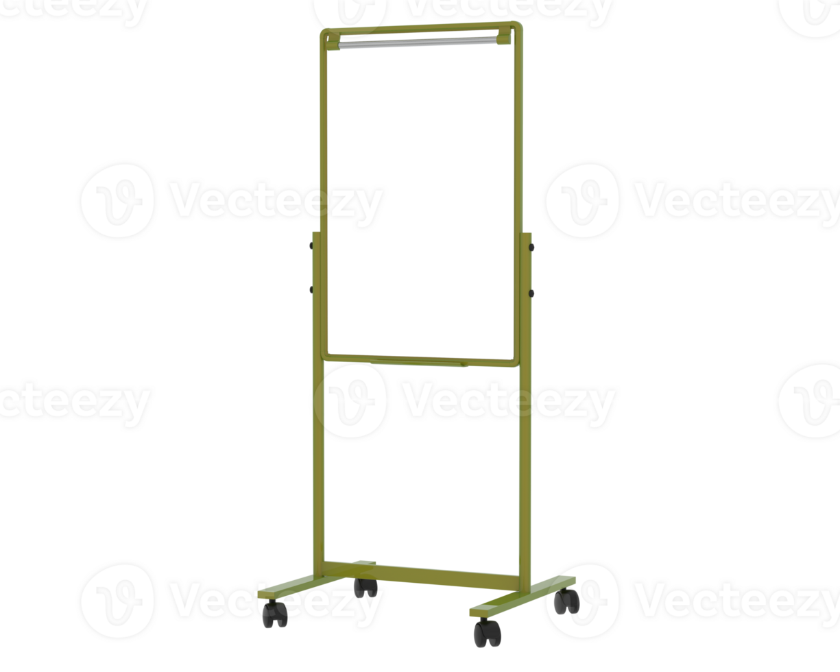 Tall whiteboard isolated on background. 3d rendering - illustration png