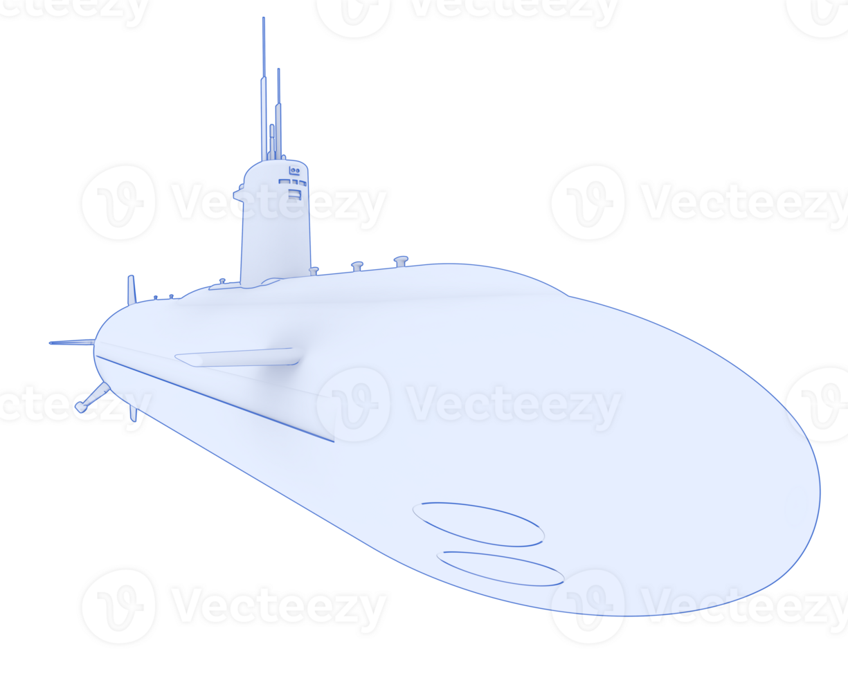 Submarine isolated on background. 3d rendering - illustration png