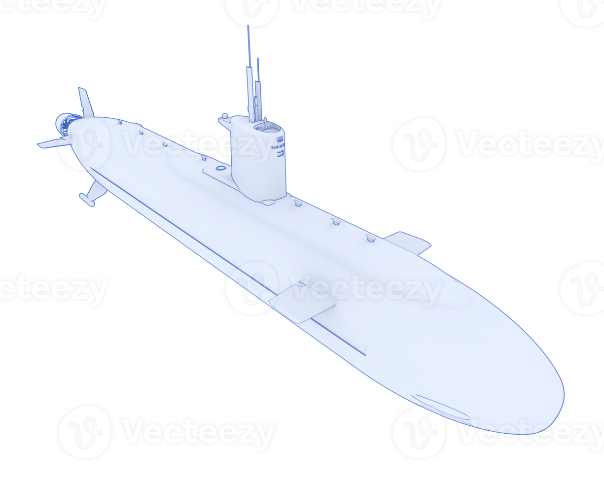 Submarine isolated on background. 3d rendering - illustration png
