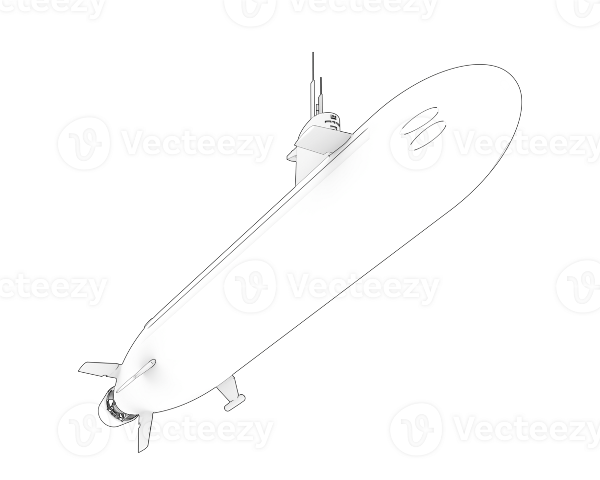 Submarine isolated on background. 3d rendering - illustration png