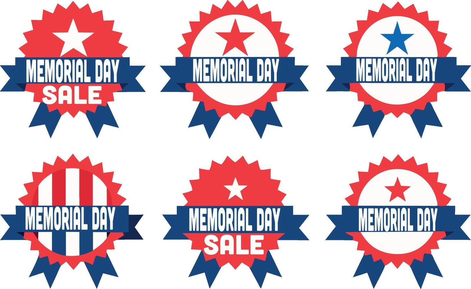 Memorial Day Shop Label Illustration Set vector