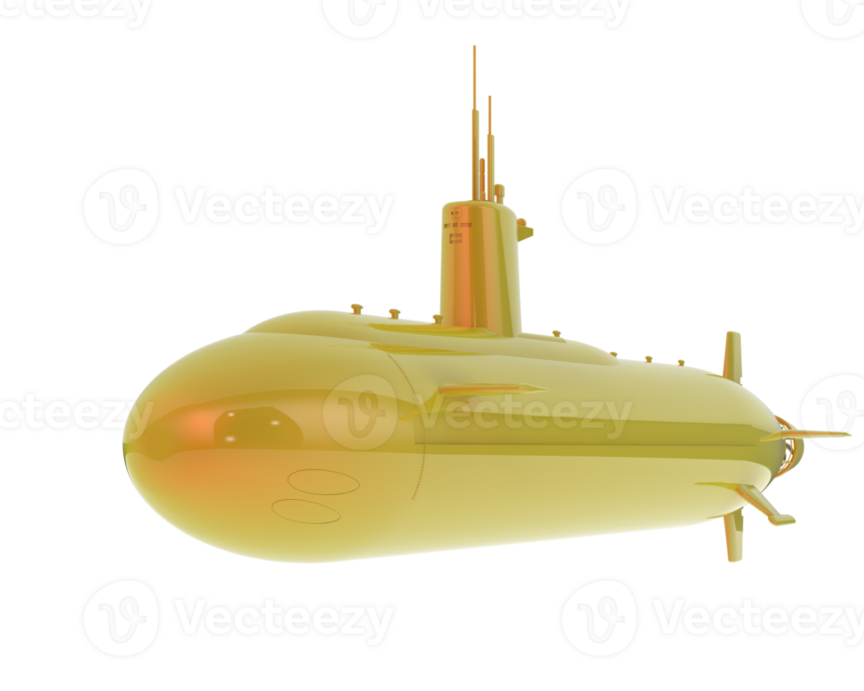 Submarine isolated on background. 3d rendering - illustration png