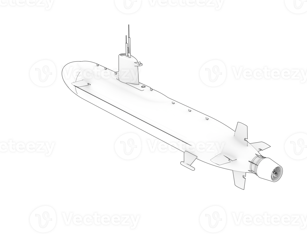 Submarine isolated on background. 3d rendering - illustration png